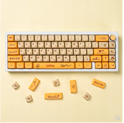 皮卡丘键帽PBT热升华遮光MA高度机械键盘129键小全套盒装