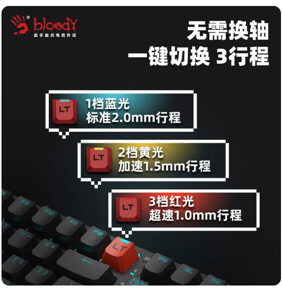 双飞燕血手幽灵T98机械键盘变速客制化PBT键帽热升华光轴电