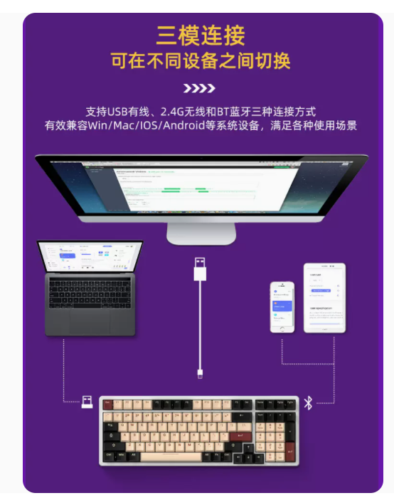 牧马人K98无线蓝牙机械键盘游戏电竞专用热插拔电脑办公有线PBT